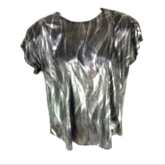 jeri marque Tops - Vintage Jeri Marque Womens Silver Foil Top M